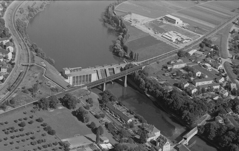 196209 Kraftwerk Wettingen Luftaufnahme Hans Suter Stadtarchiv Baden